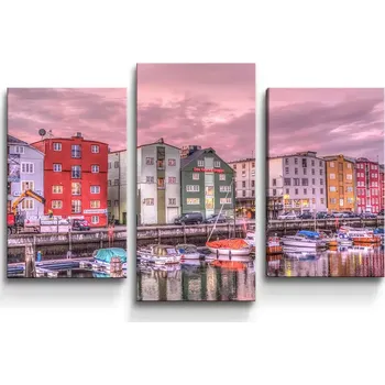 Obraz Sablio Obraz - 3-dílný Barevné domky na pobřeží - 75x50 cm