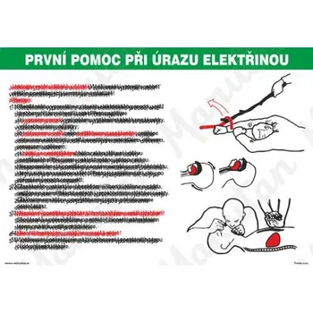 První pomoc při úrazu elektřinou, plast 420 x 297 x 0,5 mm A3