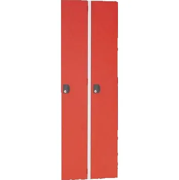 Nábytek Svařovaná šatní skříň Manutan Expert Alden, 2 oddíly, cylindrický zámek, šedá/červená