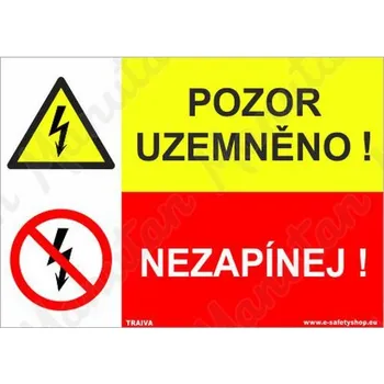 Kancelář Pozor uzemněno nezapínej, plast 297 x 210 x 2 mm A4