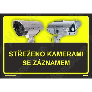 Kancelář Střeženo kamerami se záznamem, samolepka 420 x 297 x 0,1 mm A3