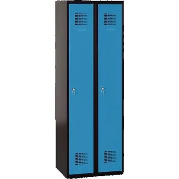 Nábytek Svařovaná šatní skříň Patrick, 2 oddíly, cylindrický zámek, černá/sv. modrá