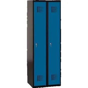 Nábytek Svařovaná šatní skříň Patrick, 2 oddíly, cylindrický zámek, černá/tm. modrá