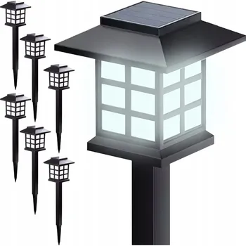 Venkovní osvětlení Solární lampa zapichovací černá 6 ks s LED senzorem soumraku, voděodolná
