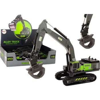 autíčko Pásový bagr s drapákem, vrtákem a lžící 1:55 černo-zelený