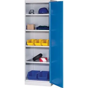 Kovová dílenská skříň, 199 x 60 x 43,5 cm, šedá/modrá