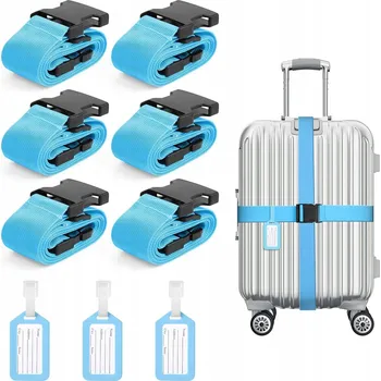 Zabezpečovací popruh POPRUH NA KUFR CESTOVNÍ SADA + ŠTÍTKY Sada