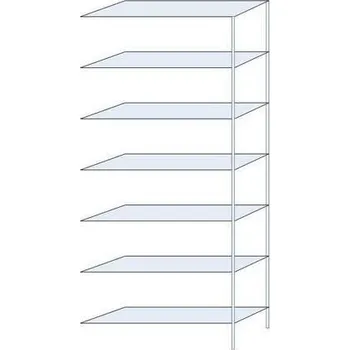 Dílenský regál Kovový regál Ogmios, přístavbový, 300 x 130 x 40 cm, 2 300 kg, 7 polic, 250 kg/police, pozink