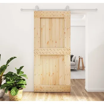 Interiérové dveře Posuvné dveře s kováním 95 x 210 cm masivní borové dřevo IM_3203114