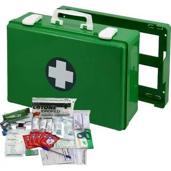 Lékárnička Plastový kufr první pomoci se stěnovým držákem, 27 x 40 x 14 cm, s náplní KANCELÁŘ