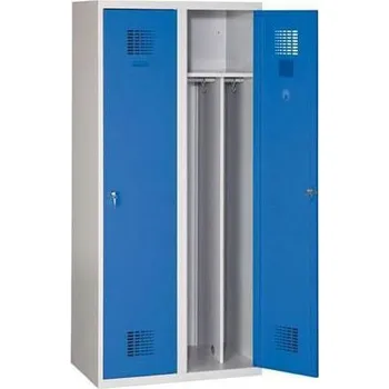 Nábytek Svařovaná šatní skříň Drake odlehčená, 2 oddíly, šedá/modrá