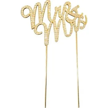 Svatební dekorace Dortisimo Zápich do dortu kovový zlatý Mr & Mrs