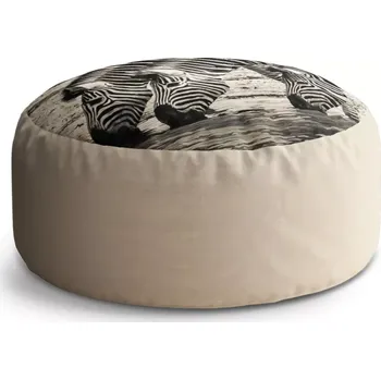 Taburet Sablio Taburet Circle Zebry u vody: 38x48 cm