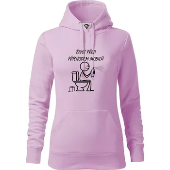 Dámská mikina Život před příchodem mobilů - Mikina dámská Cape s kapucí - XS ( Orchid )