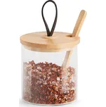 Zeller Present Skleněná dóza s bambusovým víčkem, koženým poutkem, lžičkou, 320ml cukřenka LATTE