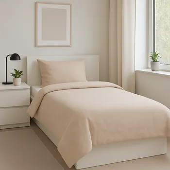 Bavlněné povlečení 140x220 se lněným vzhledem světlebéžová