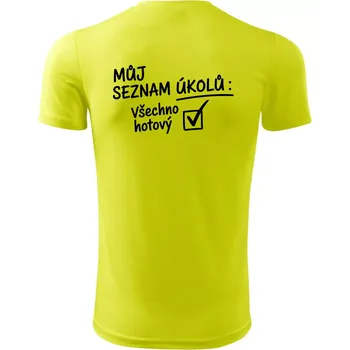 Pánské tričko Můj seznam úkolů - Pánské triko Fantasy sportovní (dresovina) - S ( Neonově žlutá )