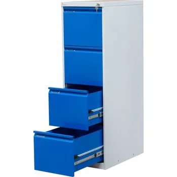 Kartotéka Jednořadá kovová kartotéka A4 Trent, 4 zásuvky, modrá