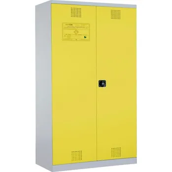 Certifikovaná uzamykatelná skříň – žlutá, dvoukřídlé dveře 16740