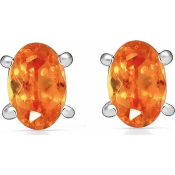 Náušnice Stříbrné náušnice pecky s granátem mandarin SBC-110-OGF 4 mm, 0,6 g