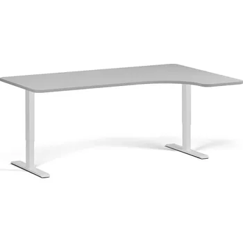 Psací stůl B2B Partner Rohový polohovací stůl se zaoblenými rohy, 180x120 cm, 1 motor, L/P, bílá podnož, šedá