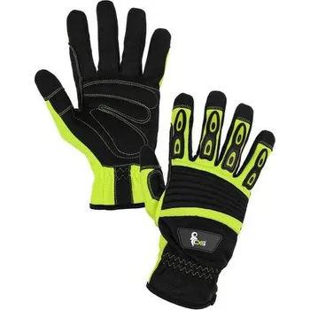 Kožené rukavice CXS Yema ze syntetické kůže, černé/žluté