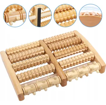 Masážní přístroj MASÁŽNÍ PŘÍSTROJ NA NOHY DŘEVĚNÝ MASÁŽNÍ ROLLER PRO MASÁŽ DVOUŘADÝ VÁLEČEK AKUPRESURA