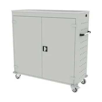 Mobilní skříň s napájením na notebooky, 30 přihrádek, šedá/šedá