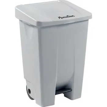 Odpadkový koš Plastový odpadkový koš Manutan Expert Handy, objem 80 l, bílý/bílý