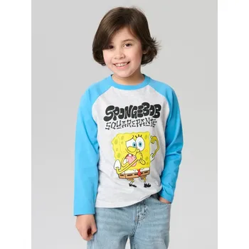Chlapecké tričko Sinsay - Tričko s dlouhými rukávy SpongeBob SquarePants - šedá - 053FC-09M - 053FC-09M-134