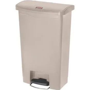Odpadkový koš Plastový odpadkový koš Rubbermaid Front Step, objem 50 l, béžový