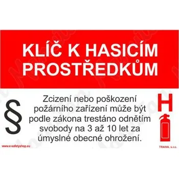 Kancelář Klíč k hasicím prostředkům, samolepka 150 x 100 x 0,4 mm, fotoluminiscenční