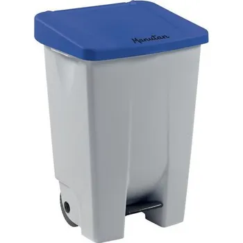Odpadkový koš Plastový odpadkový koš Manutan Expert Handy, objem 80 l, bílý/modrý