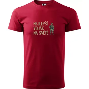 Pánské tričko Sablio Tričko s potiskem Nejlepší voják na světě - červené 2XL