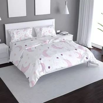 Povlečení Sablio Povlečení Fialové měsíčky - 140x220 / 90x70