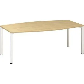 Konferenční stůl Alfa 420 s bílým podnožím, 200 x 110 x 74,2 cm, dezén divoká hruška