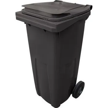 Odpadkový koš Plastová venkovní popelnice na tříděný odpad, objem 120 l, černá