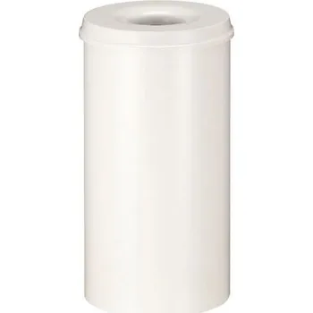 Odpadkový koš Kovový samozhášecí odpadkový koš Hole, objem 50 l, bílý