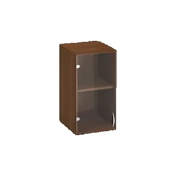 Nábytek Přístavbová nízká úzká skříň Alfa 500, 71,7 x 40 x 45,8 cm, se skleněnými dvířky - levé provedení, dezén ořech