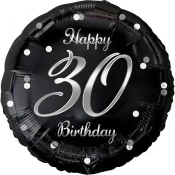 Balónek Fóliový balónek Happy 30 Birthday, černý a stříbrný