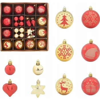 Vánoční ozdoba Sada vánočních ozdob 40 ks zlatá a červená