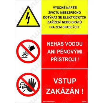 Kancelář Vysoké napětí životu nebezpečno dotýkat se elektrických zařízení nebo drátů i na zem spadlých, plast 148 x 210 x 2 mm A5