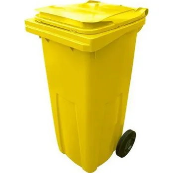 Odpadkový koš Plastová venkovní popelnice na tříděný odpad, objem 120 l, žlutá