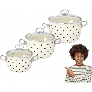 Sada nádobí Sada hrnců 6 ks | Bílá s puntíky