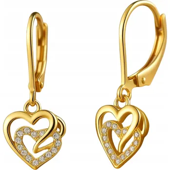 Náušnice STŘÍBRNÉ NÁUŠNICE 925 S ANGLICKÝM ZAPÍNÁNÍM, RHODIOVANÉ, SRDÍČKA