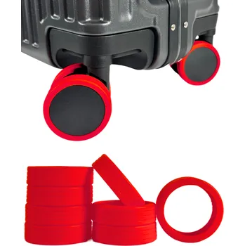 Ochranné silikonové návleky na dvojité kolečka kufru BERTOO - 8 kusů červené