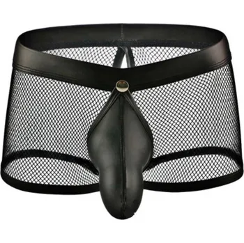 Pánské erotické prádlo Erotické pánské síťované boxerky, odepínácí cock sock, s otvorem Černá L