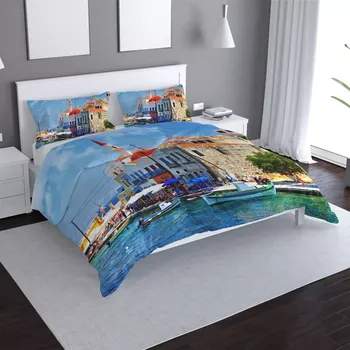 Povlečení Sablio Povlečení Domky na pobřeží - 140x200 / 90x70