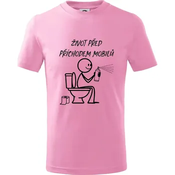 Život před příchodem mobilů - Tričko dětské bavlněné - 146 cm/10 let ( Růžová )