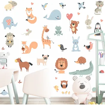 Samolepící dekorace Kreslená zvířátka, dětská samolepka na zeď